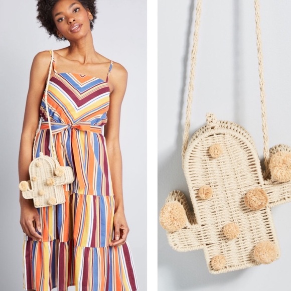 Modcloth Handbags - Modcloth cactus pom pom crossbody bag